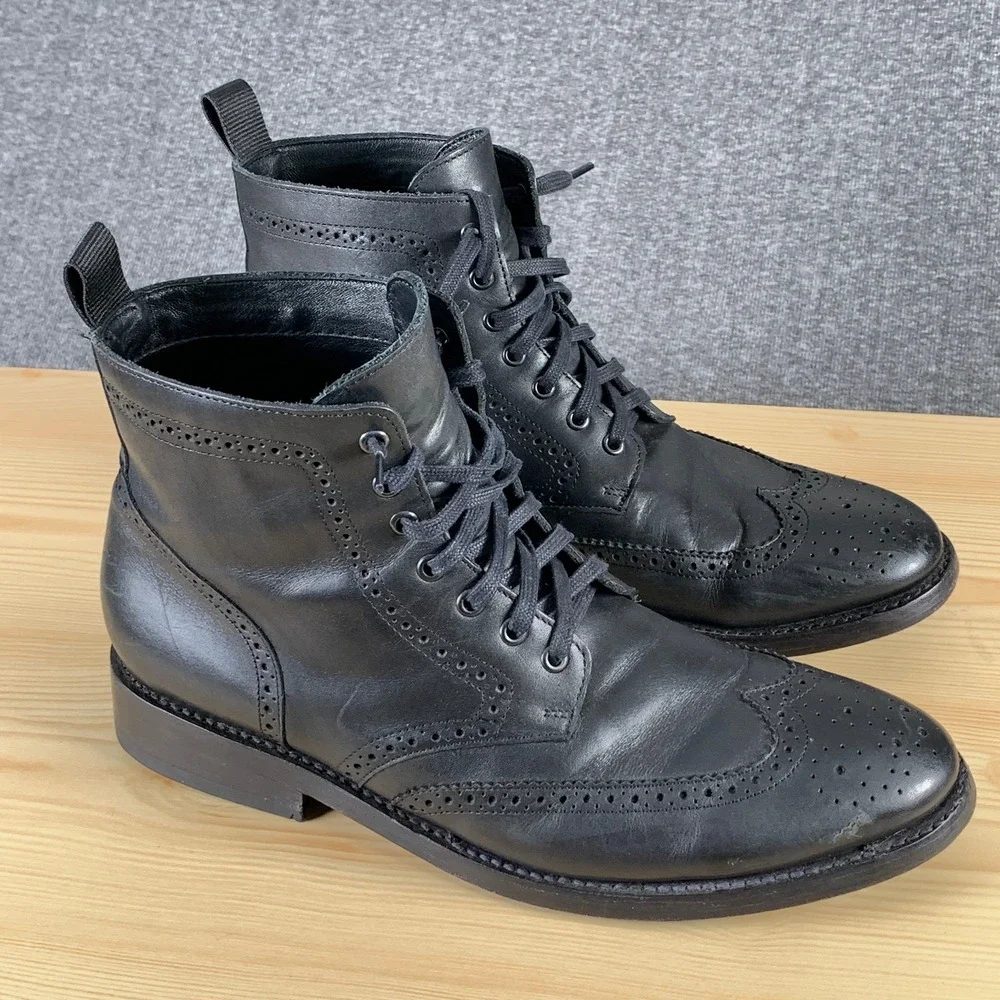 Thursday Boot Co Wingtip Boots Men US 13 Black Lace Up High Brogue